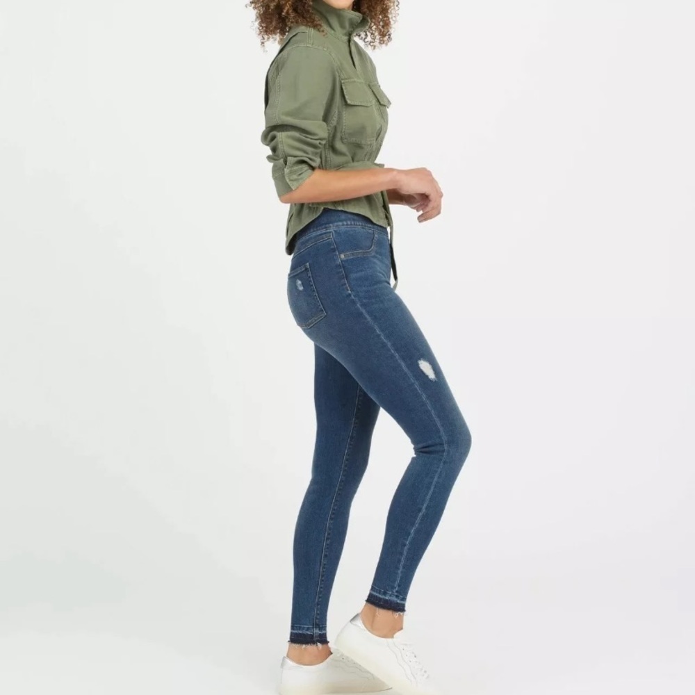 SPANX Distressed Ankle Skinny Jeans Medium Wash Legging Shapewear Small - Picture 3 of 8